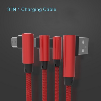 SCB16 3 in 1 Nylon Braided Multiple USB Fast Charging cable