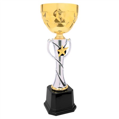 15" Silver/Gold Completed Metal Cup Trophy On Plastic Base