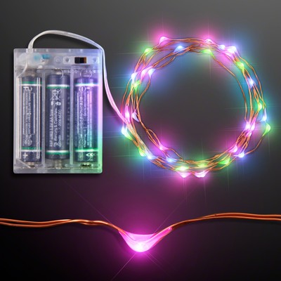 76" Blue, Green & Pink LED String Lights, Battery Operated - BLANK