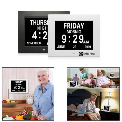 8 inch Digital Calendar Day Clock Or Photo Frame For Alzheimers Or Elderly with Large Letter Display