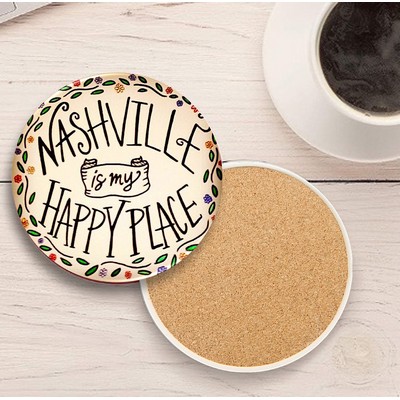 Custom Printed Round Absorbent Stone Coaster - Full Bleed