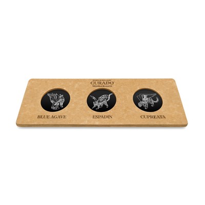 Richlite (Dishwasher Safe) Flight Tray w/3 Glass Routs (2.06")