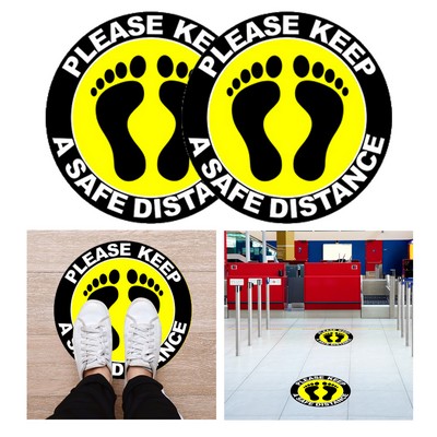 Round Blue/Yellow PPE 6' Apart Social Distance Sticker/Floor Decal