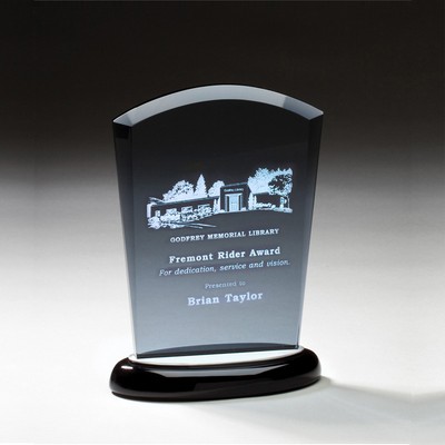 7¼" Smoked Glass Award on Black Base w/Aluminum Accents