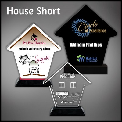 7" House Clear Acrylic Award with a Black Wood Base