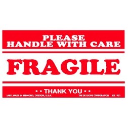 Fragile Handle With Care Paper Labels - 3" x 5"