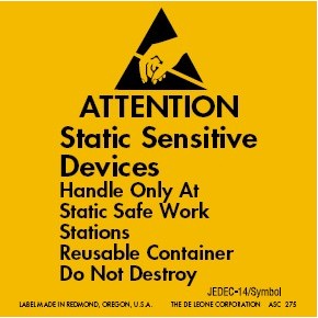 Attention Static SensitiveDevices Paper Labels - 4" x 4"