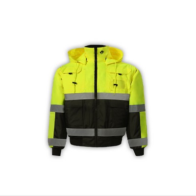 High Viz Lime/Black Reversible Bomber Jacket - Bulk Order