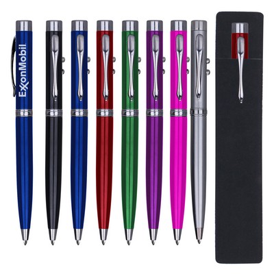 Metal Pen, Laser Pointer & Flashlight w/ PE-Pouch