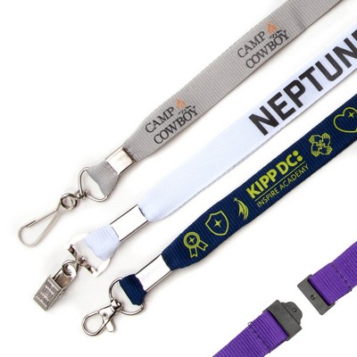 3/4" Flat Polyester Youth Lanyard with Breakaway