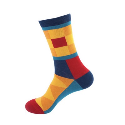 Colorfull Jacquard Sock Long Sock Solid Color Man Breathable Dress Sock Cotton Crew Dress Socks