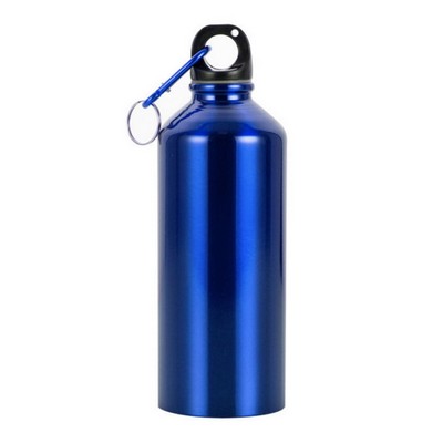 400mL Blue Aluminum Sport Bottle w/Carabiner