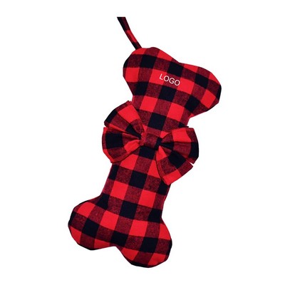 Pet Dog Christmas Stockings Classic Buffalo Red Black Plaid