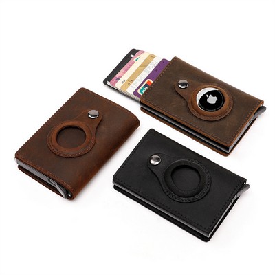 RFID Genuine Leather Air Tag Tracker Gentleman Wallet Money Clip