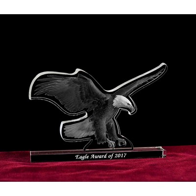 Crystal Waterjet-cut Silhouette Eagle Award 7"W