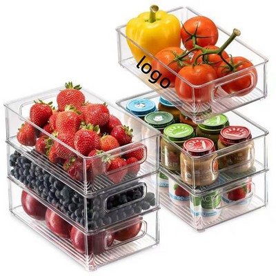 Refrigerator Organizer Bins Stackable Fridge Organizers with Cutout Handles for Freezer Kitchen Co