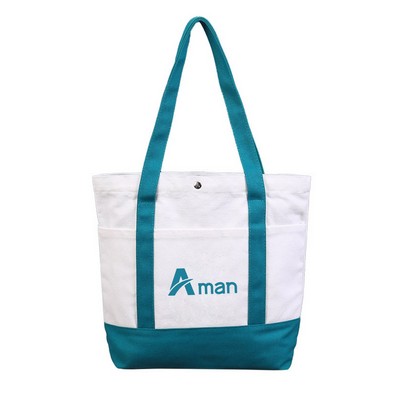 Two-Tone Accent Gusseted Tote Bag