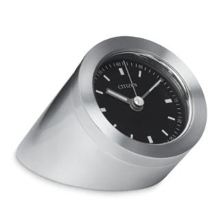 Citizen® Black Dial & Brushed Silver-Tone Desk Clock