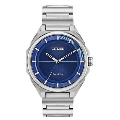 Citizen® Men's Eco-Drive® Stainless Steel Watch w/Blue Dial