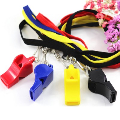 Plastic Whistle With Lanyard