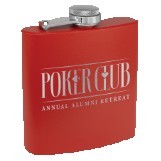 6 Oz. Matte Red Powder Coated Laserable Stainless Steel Flask