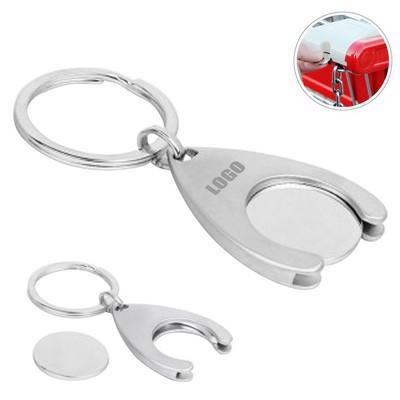 Alloy Shopping Cart Coin Trolley Token Keychain