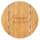 Round Bamboo Cutting Board w/Butcher Block Inlay