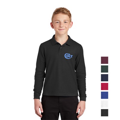 Port Authority® Youth Silk Touch™ Long Sleeve Polo