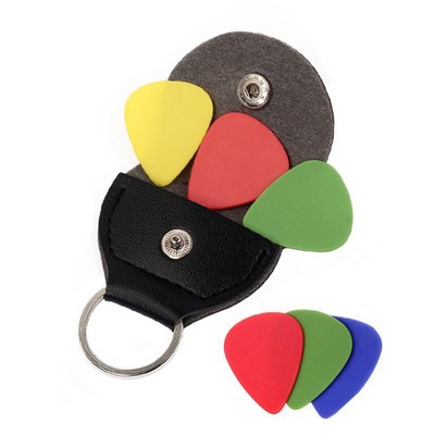 PU Leather Guitar Picks Holder Keychain