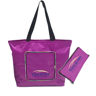 Zippered Foldable Tote Bag