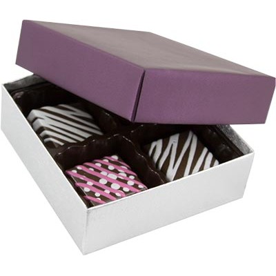 Plum & Silver Silk 2-Tone Candy Box (8 1/8"x5 1/4"x1 1/8")