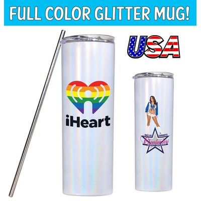 Glitter Vacuum Sealed 20 Oz. Full Color Tumbler