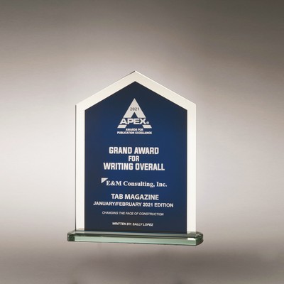 Pinnacle Series Glass with Blue Silk Screened Center and Silver Mirror Border (6.625 x 8.375)