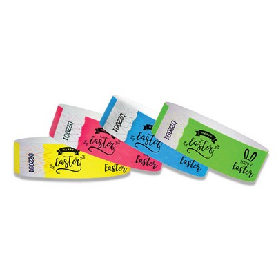 3/4" wide x 10" long - 3/4" Easter Tyvek Wristbands Printed 1/0