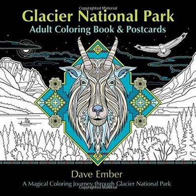 Glacier National Park Adult Coloring Book and Postcards