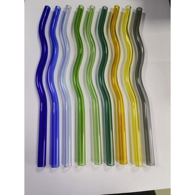 High Borosilicate Curved Glass Straw