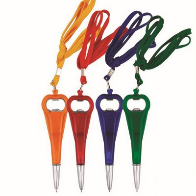 Bottle Opener Ball Pen With Lanyard