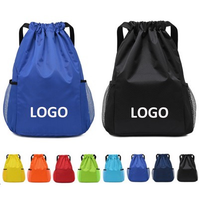 Drawstring Backpack Gym Bag With Pockets