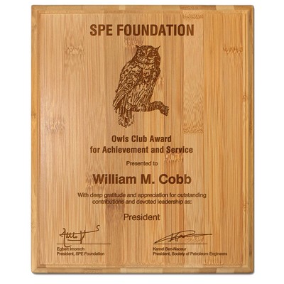 Laser Engraved Ecofriendly Bamboo Base Plaque w/Square Corner (10 1/2"x 13")