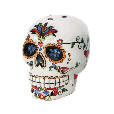 Custom Ceramic White Day of the Dead Salt & Pepper Shaker