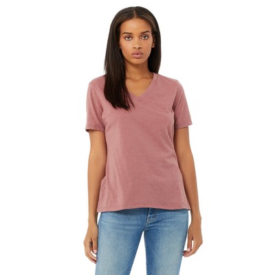 Bella + Canvas Women's Relaxed Heather CVC Short Sleeve V-Neck Tee