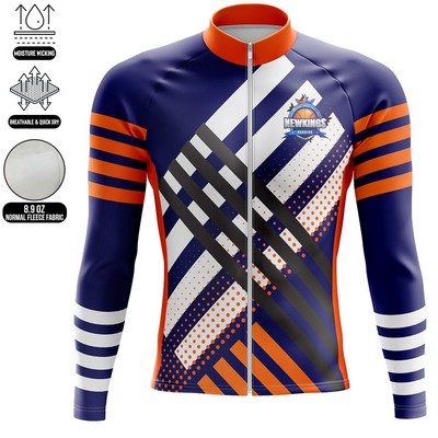 Unisex Full Sublimation Long Sleeve Cycling Jersey with Fleece Lining