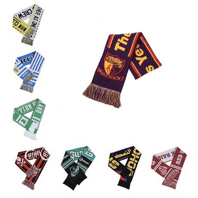 Acrylic Knitted Stadium Sports Scarf With Fringe