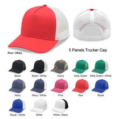 5 Panel High Profile Curved Visor Trucker Cap