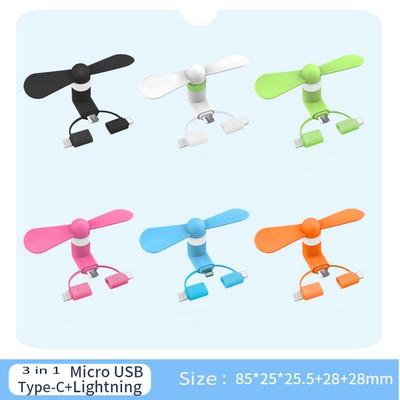 3 In 1 Mini Cell Phone Fan