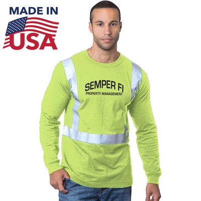 Class 2 USA-Made Poly-Cotton Safety Long Sleeve T-Shirt