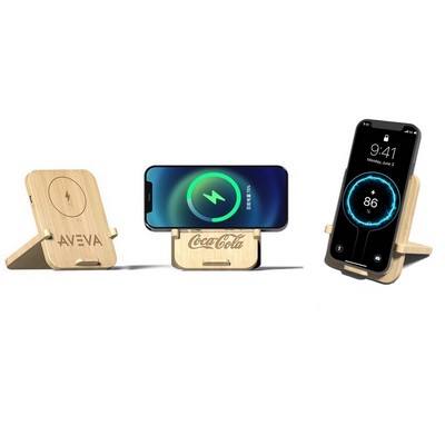 Bamboo 10W Wireless Charger with Phone Holder