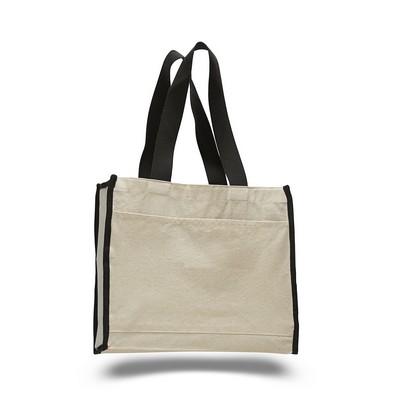 Canvas Gusset Tote Bag with Color Handles