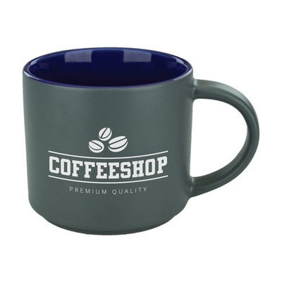 16 oz. Dark Blue In Satin Gray Out Norwich Mug