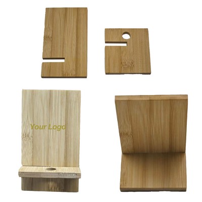 Bamboo Cell Phone Stand with Charging Hole MOQ 50 PCS